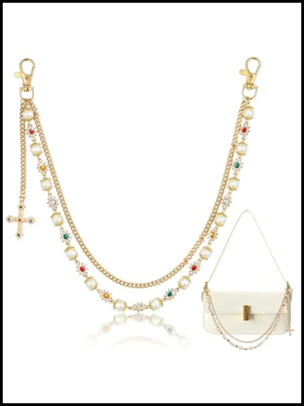 Geometric Bag Chain Charm Purse Extender Keychain Wallet Chain